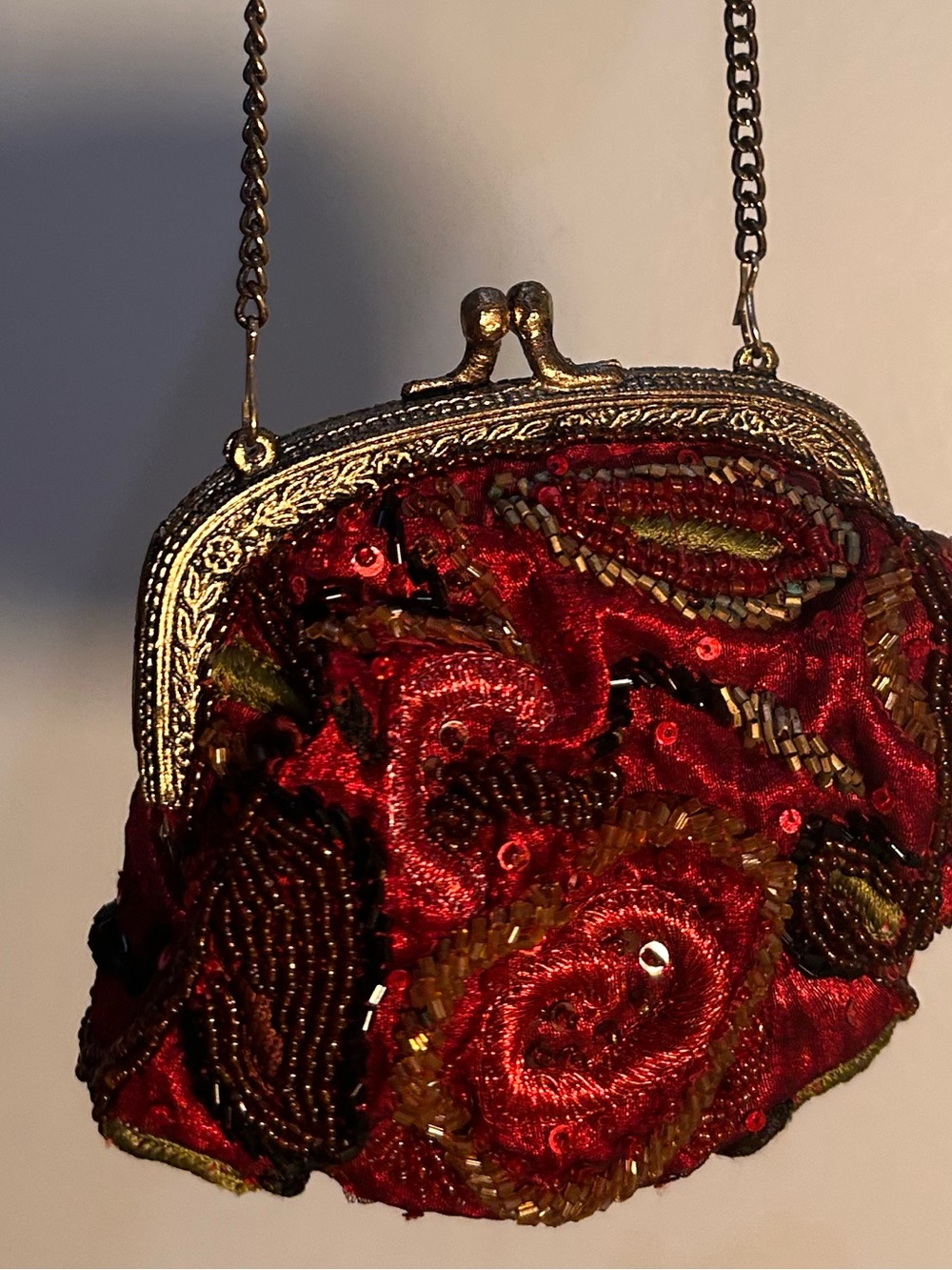 Vintage Red Beaded Evening Bag